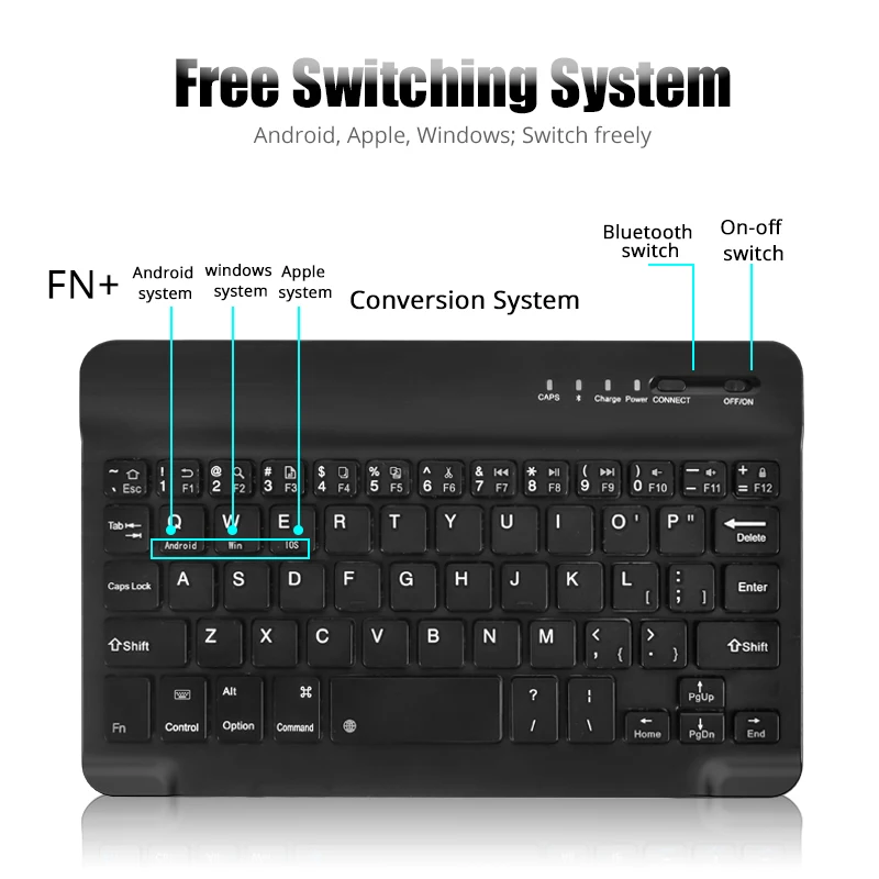 Мини Bluetooth клавиатура ANKNDO для планшетов Ipad Xiaomi беспроводная Apple Android Windows