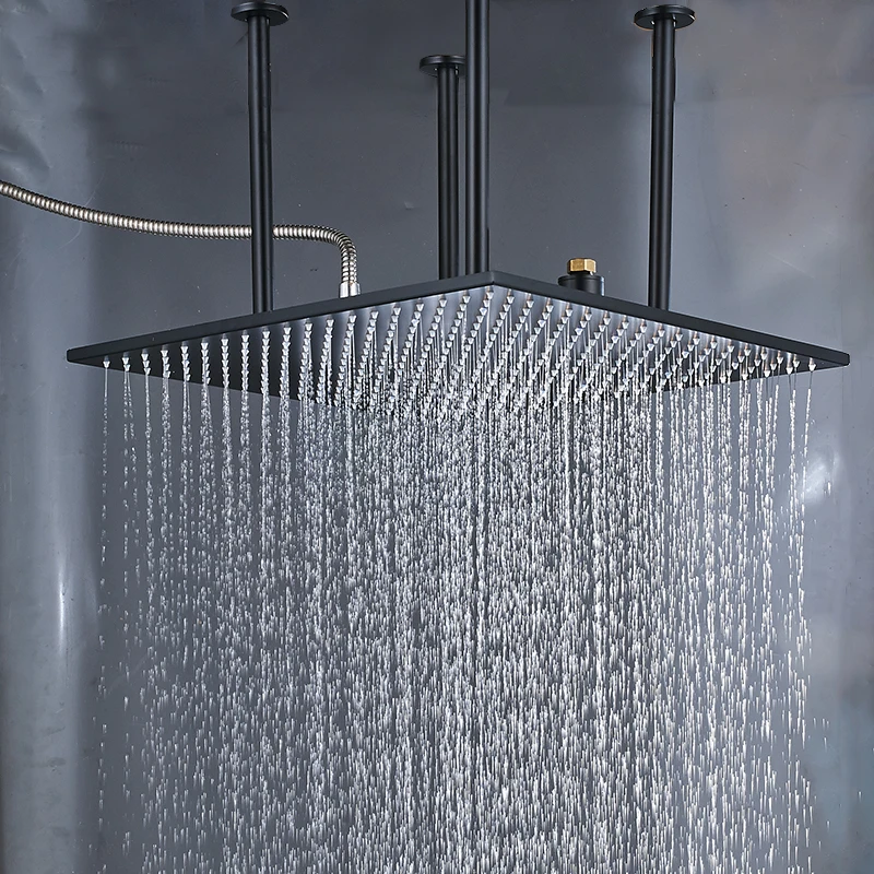 Насадка для душа с дождевой насадкой 20 дюймов матовый черный большой верхний душ