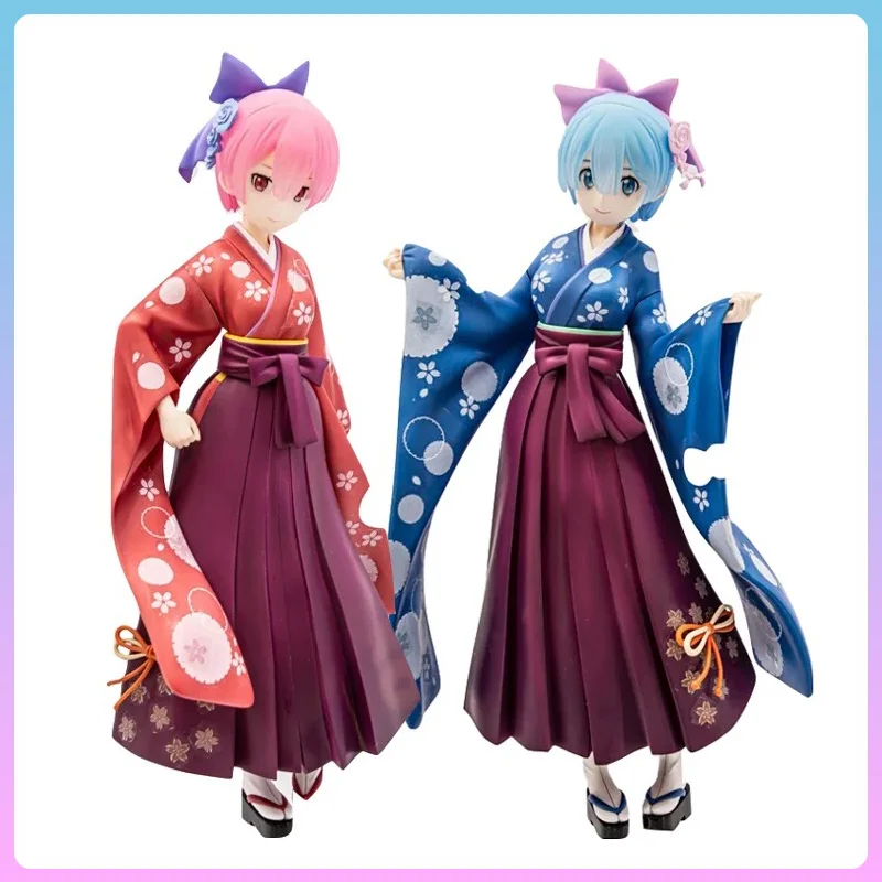 

Anime Re Life in a different world from zero Anime Figures Rem Ram Kimono STYLE SPM PVC Model Toys Re Zero Action Figure