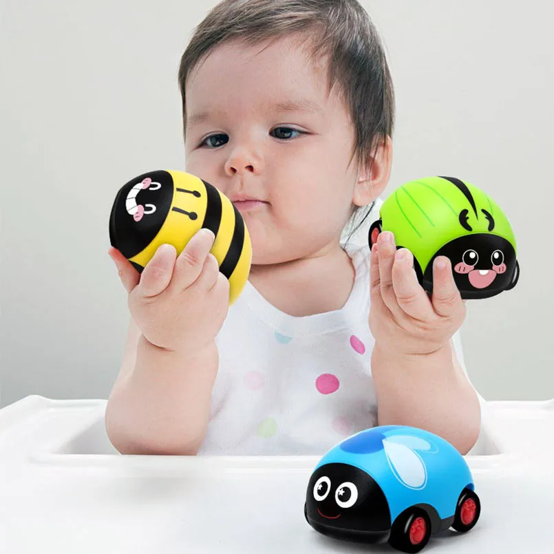 Детский мультяшный игрушечный автомобиль инерционная тележка модель насекомых