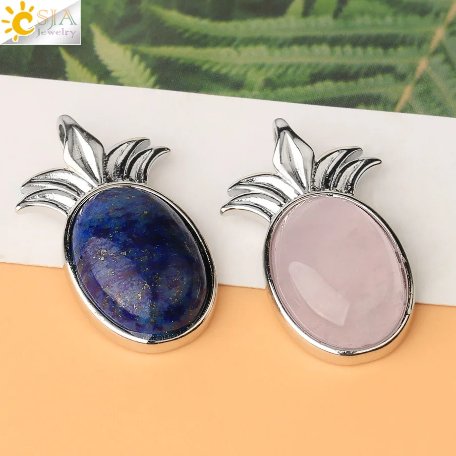 CSJA натуральный камень подвеска кабошон бисер розовый кварц Рейки Кристалл