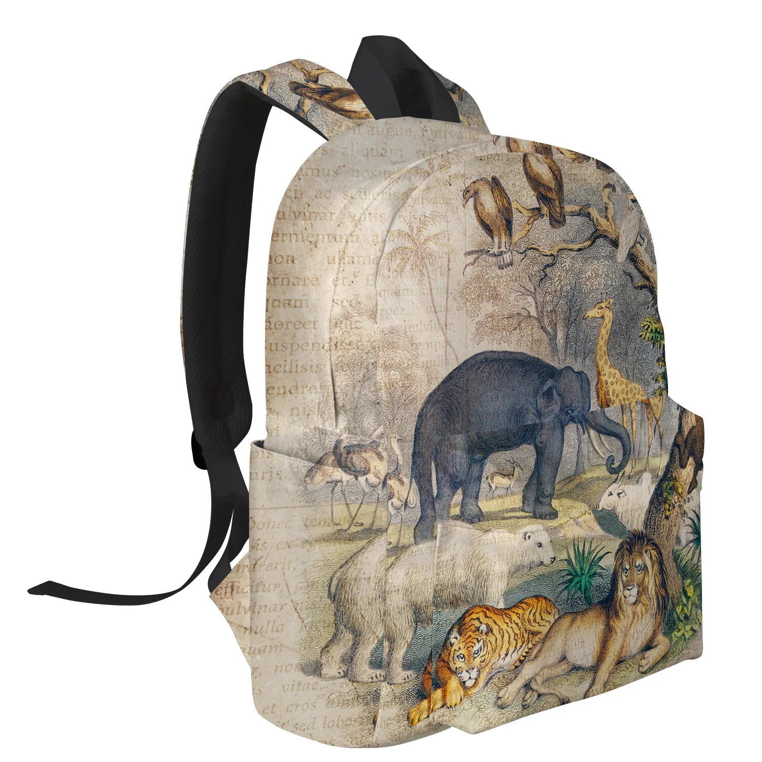 Винтажный рюкзак с изображением животного газета слон лев тигр леса для женщин и