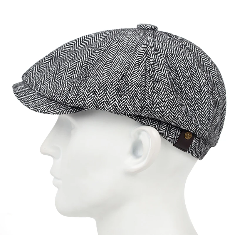 

New fashion plaid beret versatile classic with a little elastic hats fashion three beret men's casual hat high quality caps