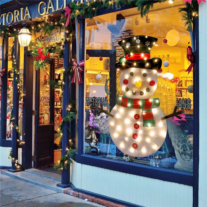 DIY светящийся Войлок рождественские подарки снеговик Рождественская Наклейка