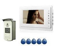 video door phone system 7 clear lcd monitor wired video intercom doorbell kits night vision camera with rifd home use