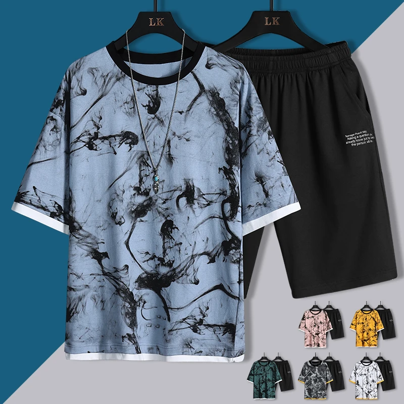 Мужской спортивный костюм с принтом Мужская одежда 2 предмета Короткая Толстовка