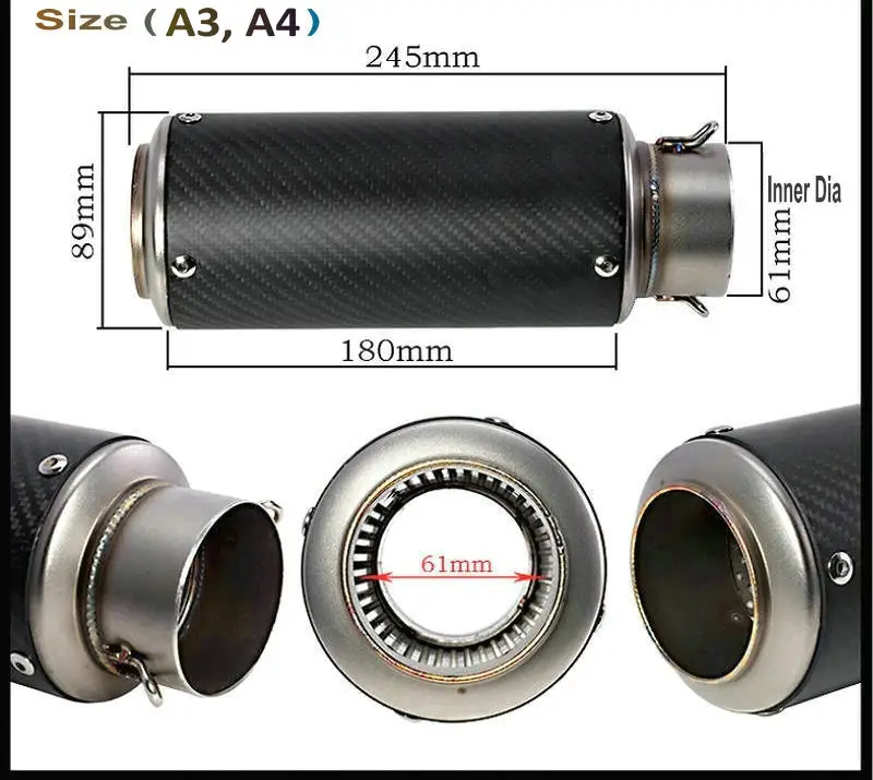 Универсальный глушитель выхлопной трубы из углеродного волокна для мотоцикла