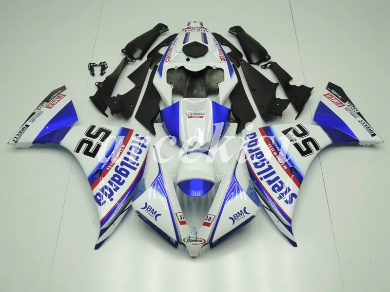 

Новый комплект обтекателей для мотоцикла ABS, подходит для YAMAHA YZF-R1 2013 2014 13 14 R1, синий и белый корпус