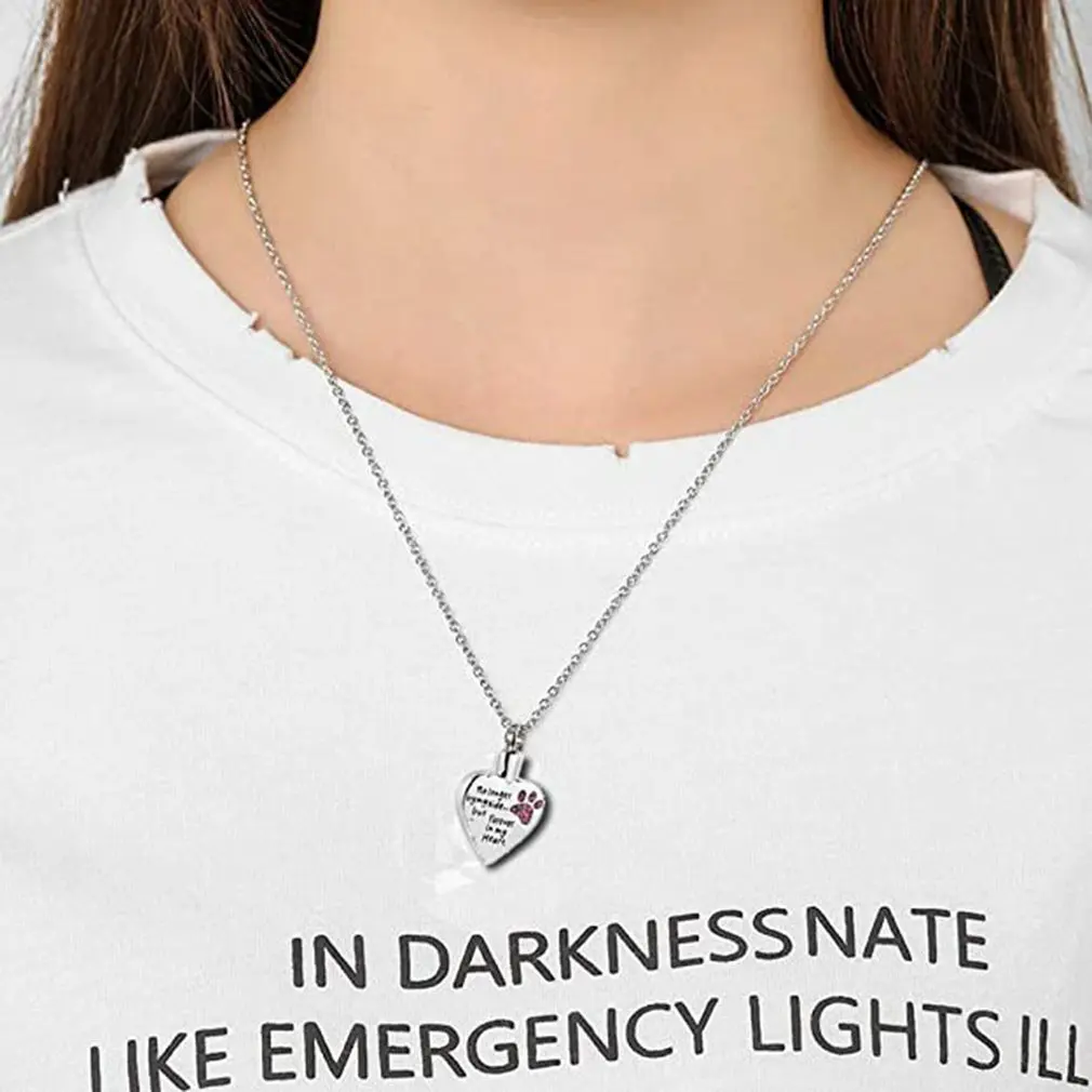 No Longer by My Side but Forever in Heart Cremation Jewelry for Ashes Stainless Steel Pet Paw Keepsake Memorial Urn Necklace | Дом и сад