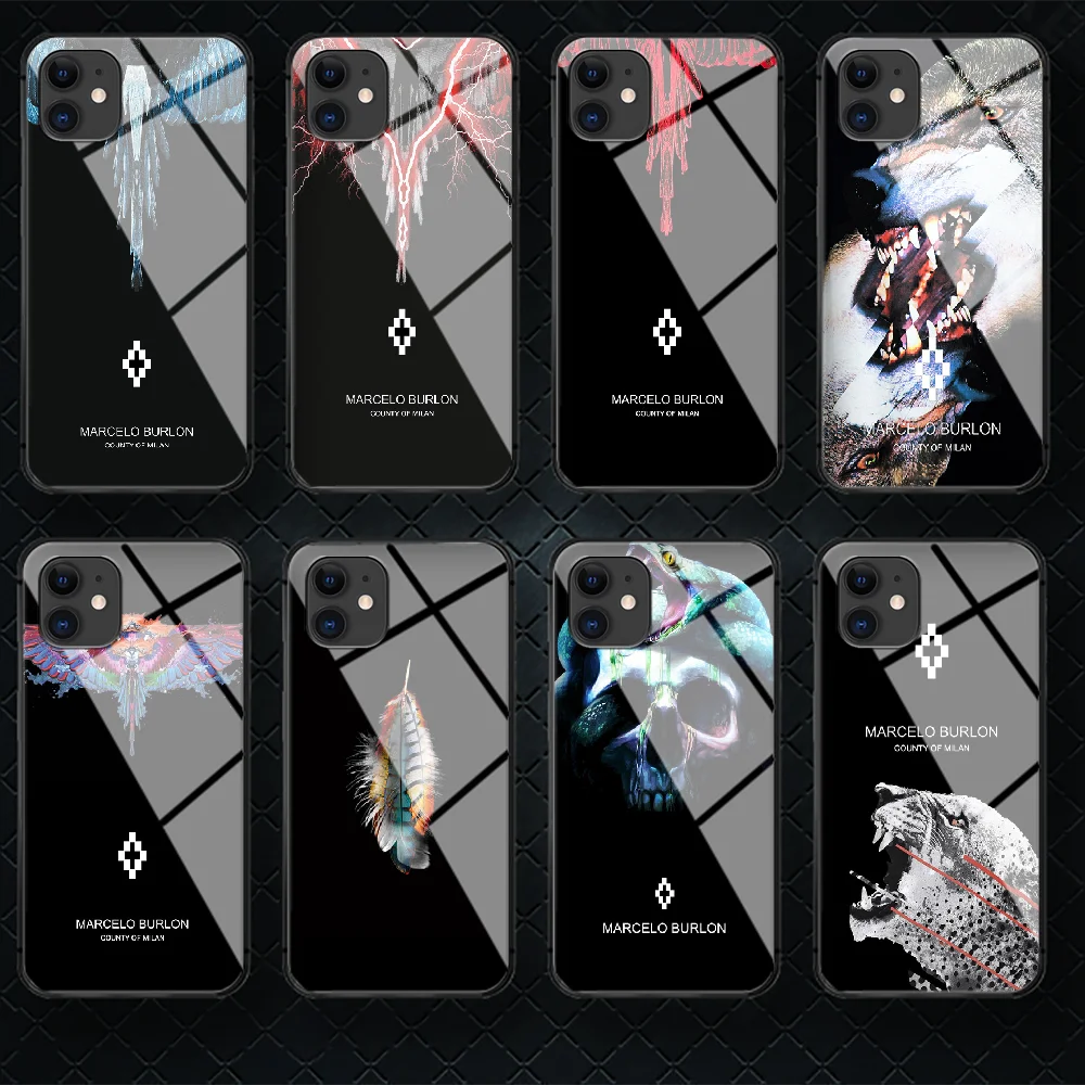 

Fashion Marcelo Brand Burlones Tempered Glass Phone Case Cover For IPhone 5 6 7 8 11 S Plus Xr X Xs Pro Max Mini Se 2020 Black