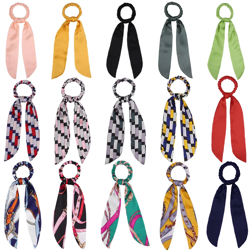 Галстуки для волос с цветочным принтом ленты эластичные Винтажный Длинный шарф в