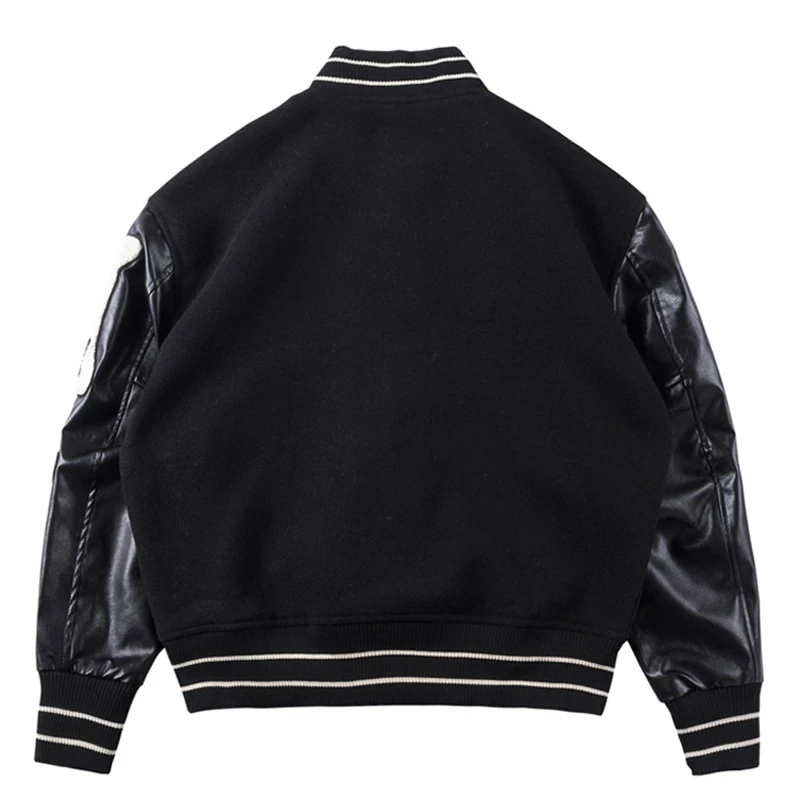 Куртка мужская меховая в стиле Харадзюку винтажная бейсбольная куртка пэчворк с