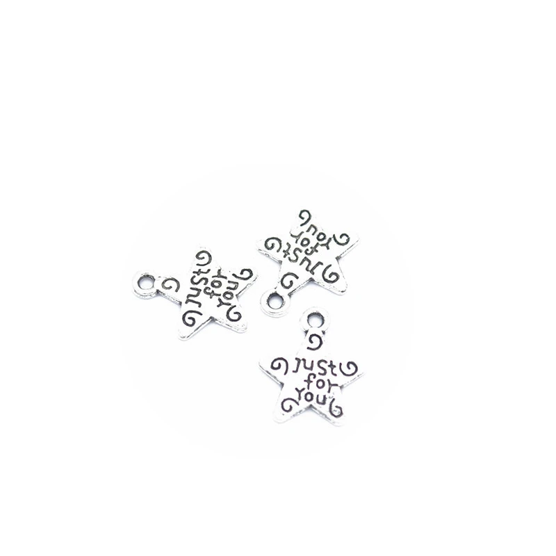 

60pcs Charms Star Just For You 14x12mm DIY Jewelry Making Pendant Fit Earring Necklace Bracelet Handcraft