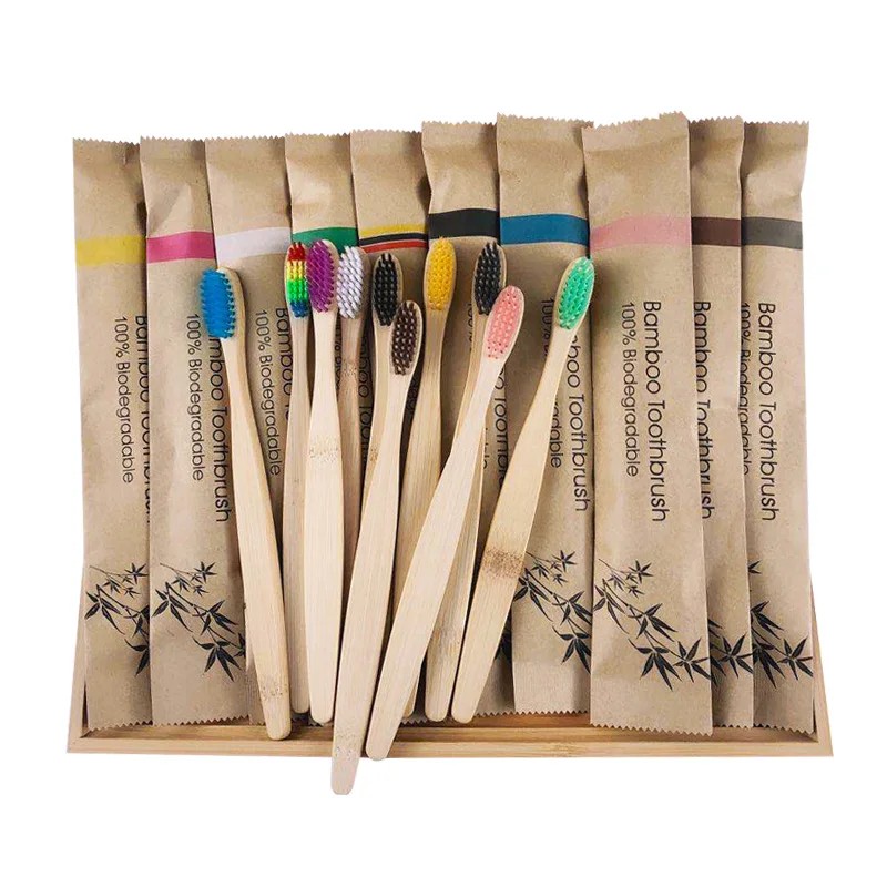 

Natural Bamboo Toothbrush Friendly Wooden Tooth Brush Soft Bristle Tip Charcoal Adults Oral Care Rainbow Whitening Toothbrush