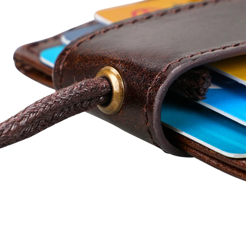 Держатель для ID карты из натуральной кожи со шнурком и RFID защитой|Держатели карт