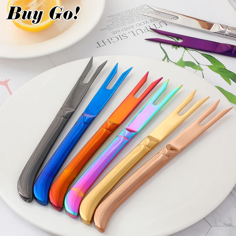 Set Restaurant Cutlery Dinner Steak Fork Rainbow Fruit Salad