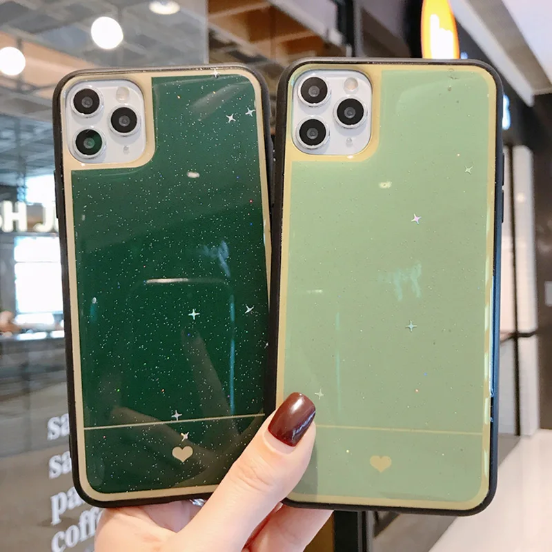IPWSOO чехол с сердечком для iPhone 11 Pro Max X XR XS блестящий телефона блестящими звездами 6