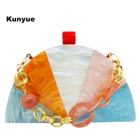 new fashion colorful rainbow acrylic evening bag luxury women handbags designer travel bags wedding party prom lady clutch purse