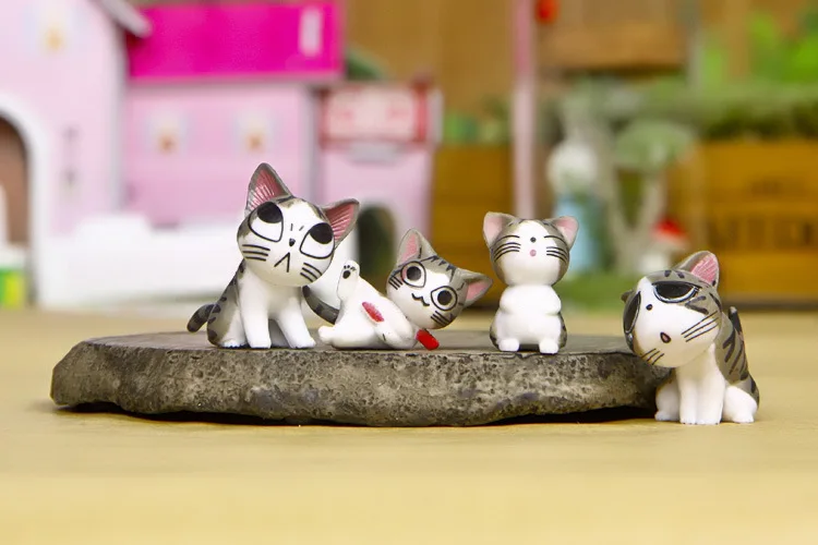 Kawaii 9 шт. маленькая фигурка кошки 3 см Микро пейзаж Маленький милый котенок