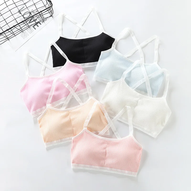 

5Pcs Girls Students Thin Training Bras Young Girl Wire Free Adjustment Bra Kids Intimates Children Underwear