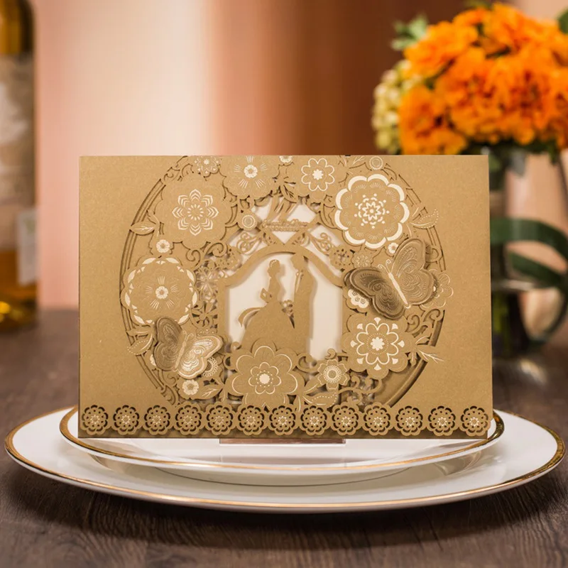 10 шт. роскошные цветочные свадебные пригласительные открытки элегантные