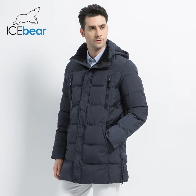 ICEbear 2019 высокое качество теплое мужское толстое пальто средней длины теплая