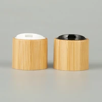 wholesale round shape wooden bamboo press flip top cap for perfume bottle glassplastic containers