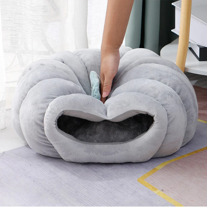 Кровать для домашних животных зимняя супермягкая милая форма тыквы с матрасом