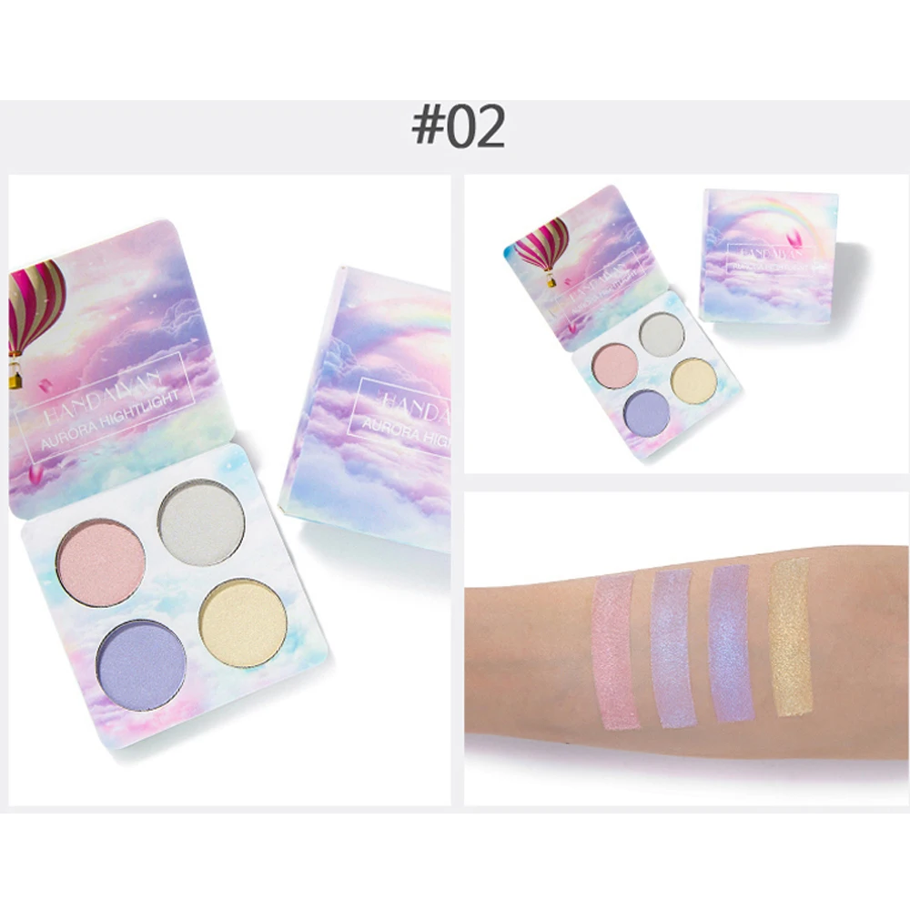 4 цвета светящиеся тени для век Палитра Хамелеон блестящий Пудра Осветляющий