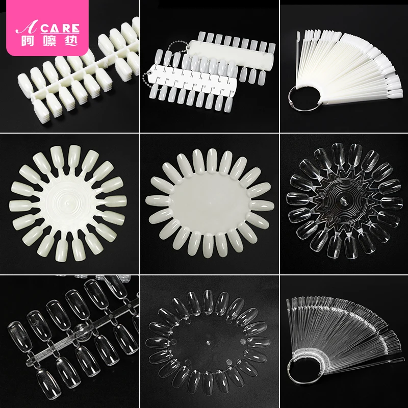 Веер для накладных ногтей натуральный прозрачный черный 12/24/32/50 шт./набор полная