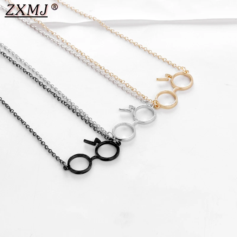 Ожерелье с подвеской очки кастрюли гекс Молния Шрам Длинная цепочка в