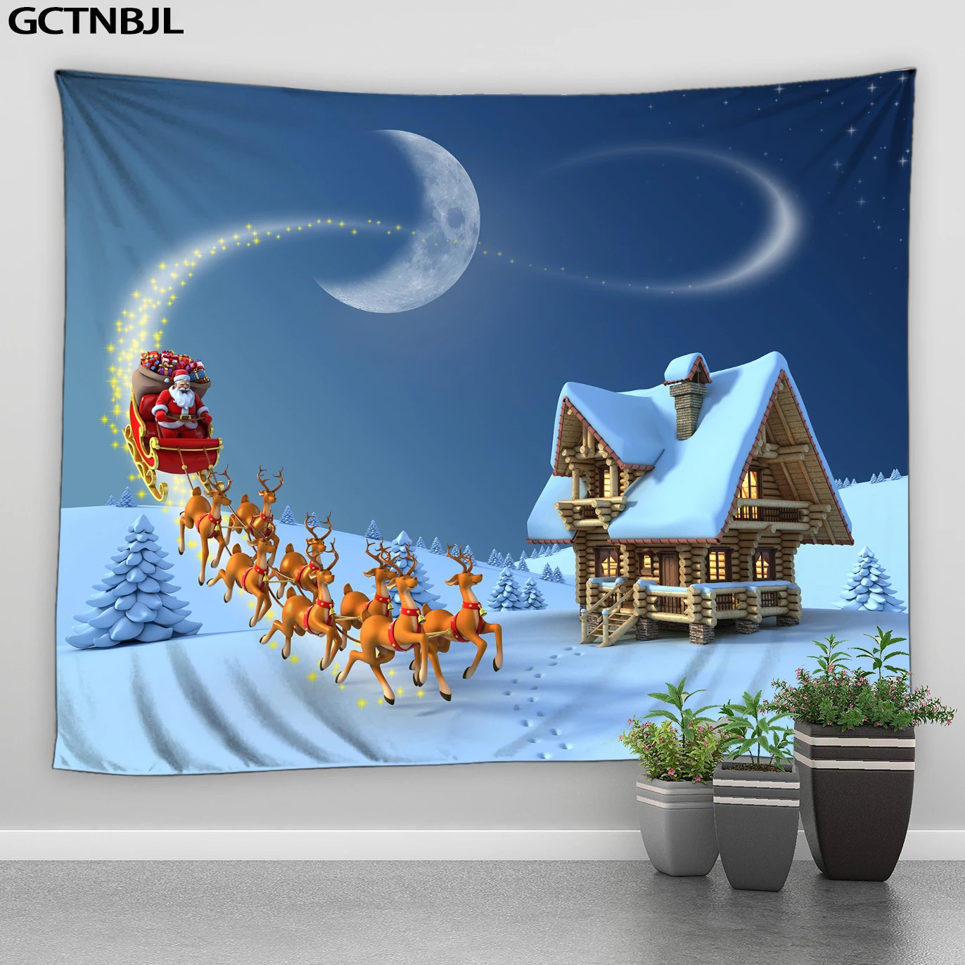 

Рождественский настенный гобелен Happie, Санта-Клаус, снеговик, лось, Рождественские шары, рождественские гобелены, фоновая ткань, декоративно...