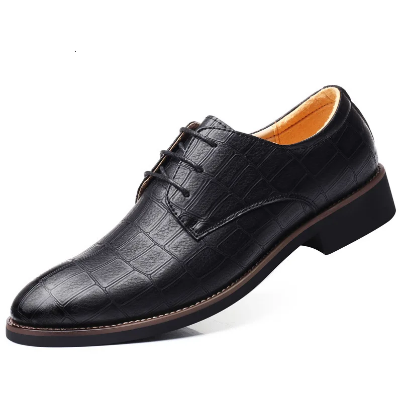 

British Men Shoes Leather Spring Autumn Man Dress Shoes Luxury Plus Size Business Wedding Footwear Lace Up Pointed Toe Trend