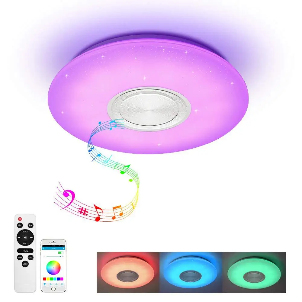 

Modern LED RGB Ceiling Light for Bedroom Music Ceiling Lamp with Bluetooth Speaker Dimmable Home Decoration Living Room Lighting