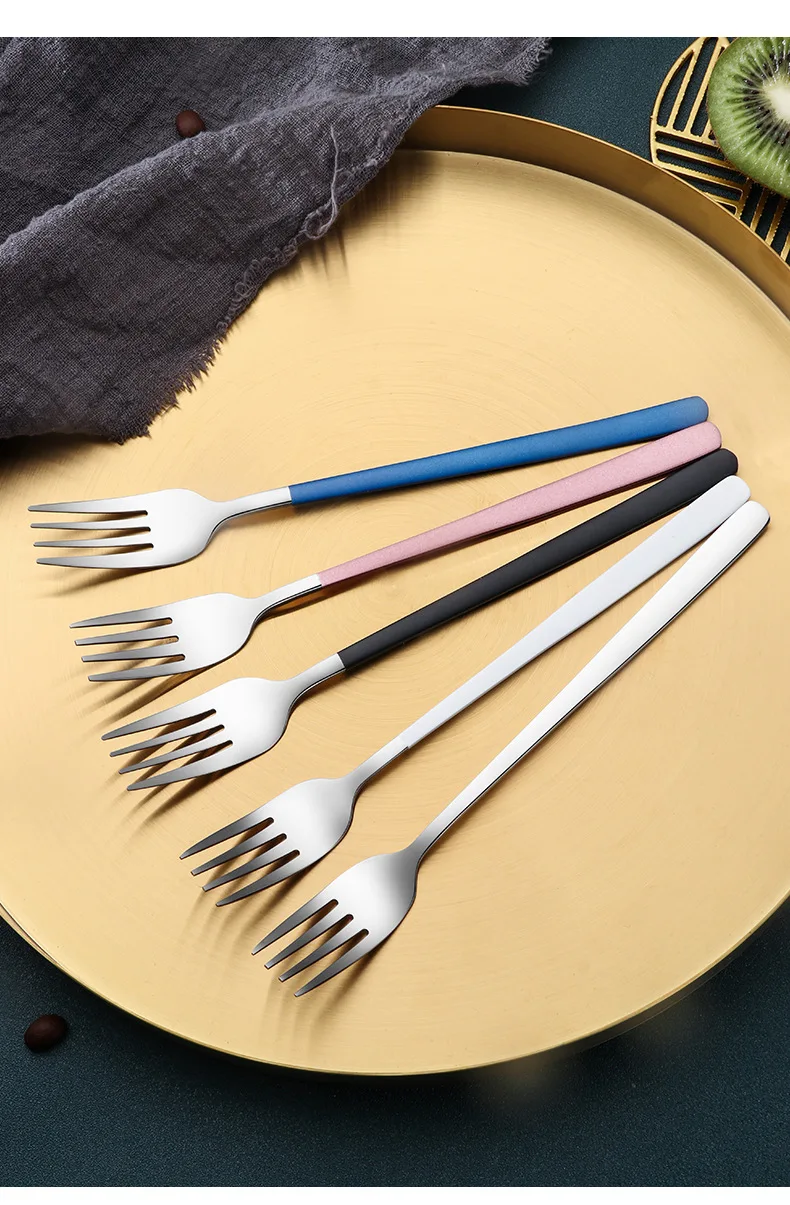 1 шт. 21 см Нержавеющая сталь ложки с длинной ручкой столовая вилка корейский