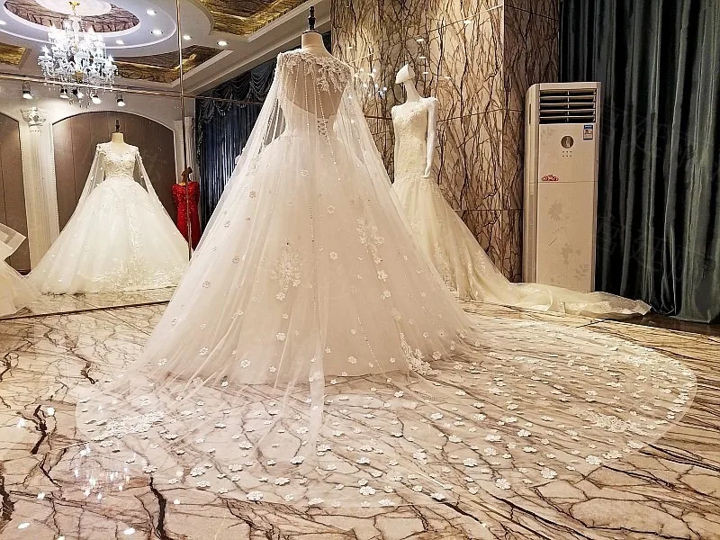 LS77843 элегантное кружевное свадебное платье с накидкой с круглым вырезом без рукавов вечернее платье без спинки длиной до пола свадебное платье robe de mariage