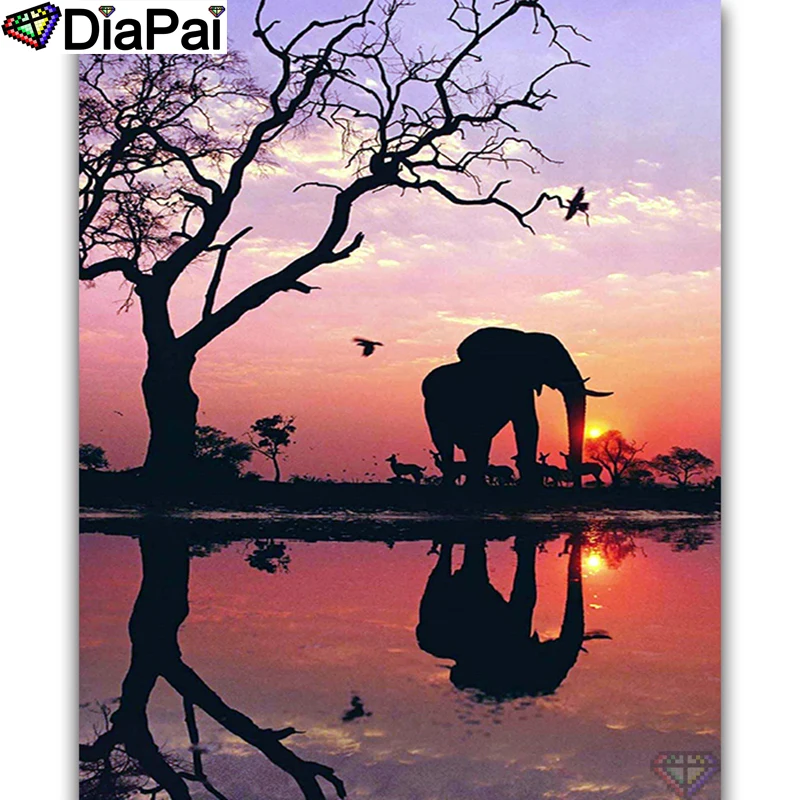 DIAPAI полная Алмазная вышивка Diy 5D алмазная картина крестиком &quotСумерки слон