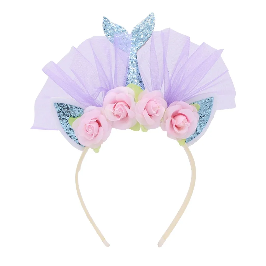 Детский обруч для волос повязка на голову с цветами и ракушками вечеринки