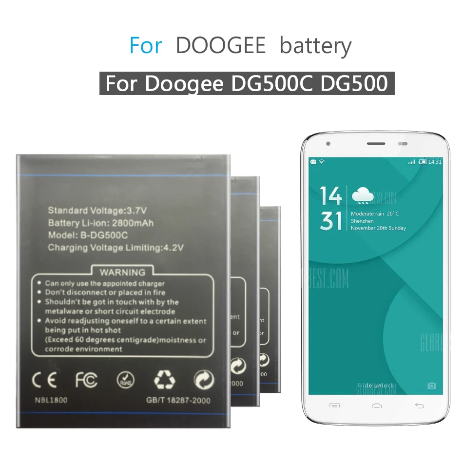 

2800mAh B-DG500C Battery For Doogee DG500C DG500 B DG500C Mobile Phone Battery