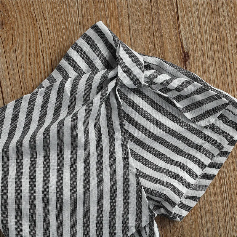 

1-5Y Fashion Toddler Kids Girls Clothes Summer Short Ruffles Sleeve T-shirts Crop Tops+Striped Shorts+Headband Casual Outfits