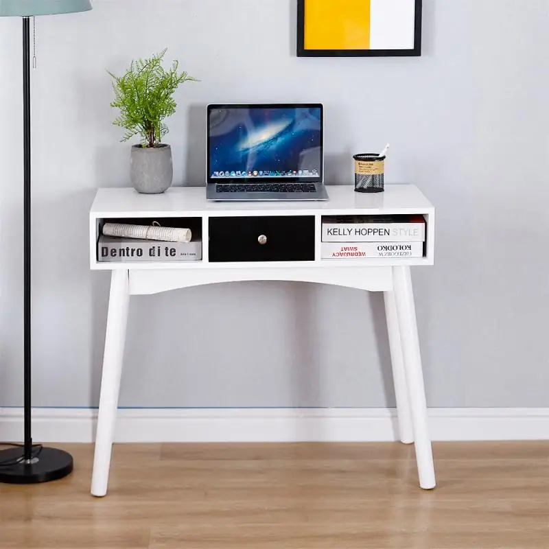 

Компьютерный стол для ноутбука в современном стиле с книжной полкой, планшетом с закругленными краями для дома, гостиной, 90*39,5*75 см, HWC