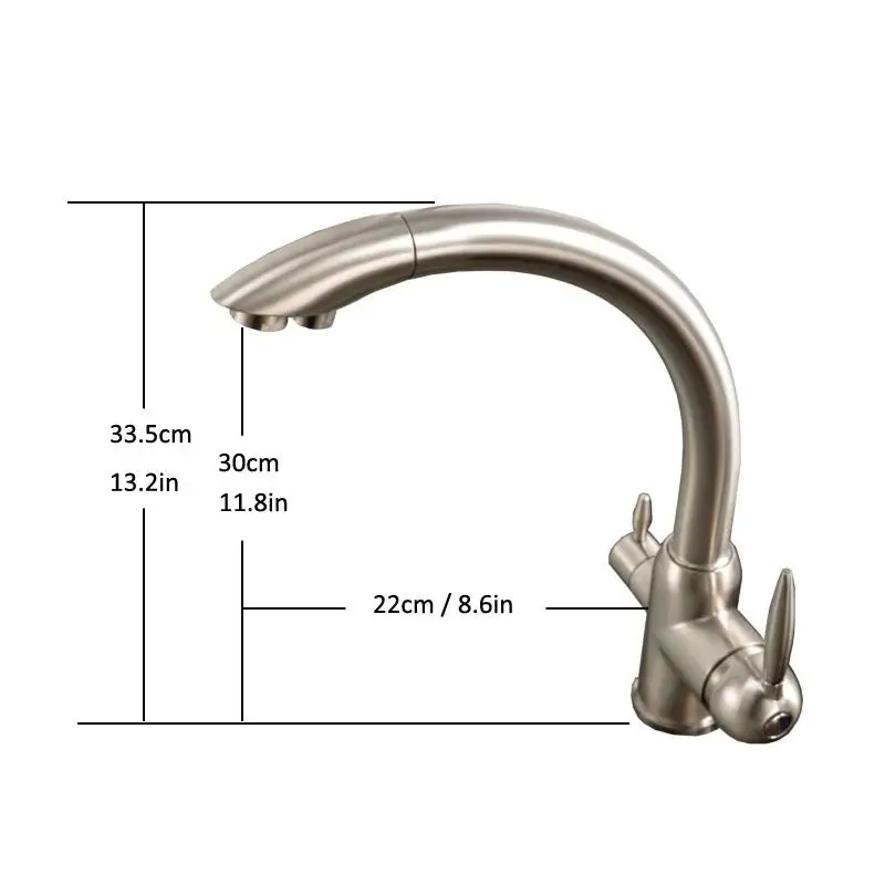 

3 Way Kitchen Tap Dual Holder Dual Hole Filter Water Kitchen Faucet Chrome Black Golden Drinking Water Faucet