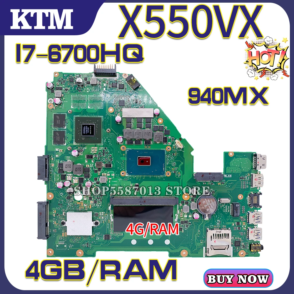 FH5900V for ASUS A550V X550VX X550VXK X550VQ W50V FX50V FZ50V 2.0 laptop motherboard mainboard 100% test OK I7-6700HQ cpu 4G/RAM
