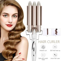 25mm professional hair curler ceramic triple lazy electric iron curling long lasting waver tongs styling tool household salon