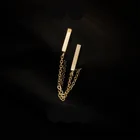 Серьги-гвоздики женские из нержавеющей стали, Длинные ювелирные украшения золотого цвета с кисточками, простые металлические серьги-гвоздики