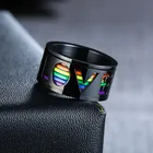 Черное кольцо-Спиннер LETAPI для мужчин, обручальное кольцо с полым радужным сердечком из глянцевой нержавеющей стали, вращающееся ювелирное изделие для снятия стресса ЛГБТ