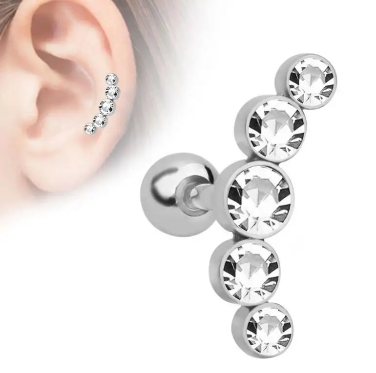 Серьги-гвоздики из стали для пирсинга Ювелирное Украшение со стразами в форме