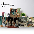 Подушка с портретном чехол пламя птица для диванов наволочка с цветочным принтом Декор для дома Наволочки льняные подушки Чехол 45*45 см