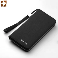 mans wallet long canvas organizer card holder purse zipper coin pocket large capacity brand leather clutch bag for male cartera