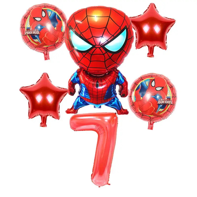 Balloons 6pcs На тему Человека-паука День Рождения Декор бумажная салфетка под тарелку кружку баннер/Флаг коробка для конфет соломенная посуда набор детский душ вечерние принадлежности - Цвет: Balloons 6pcs